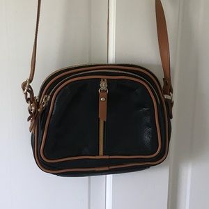 Valentina Black and Tan leather cross body